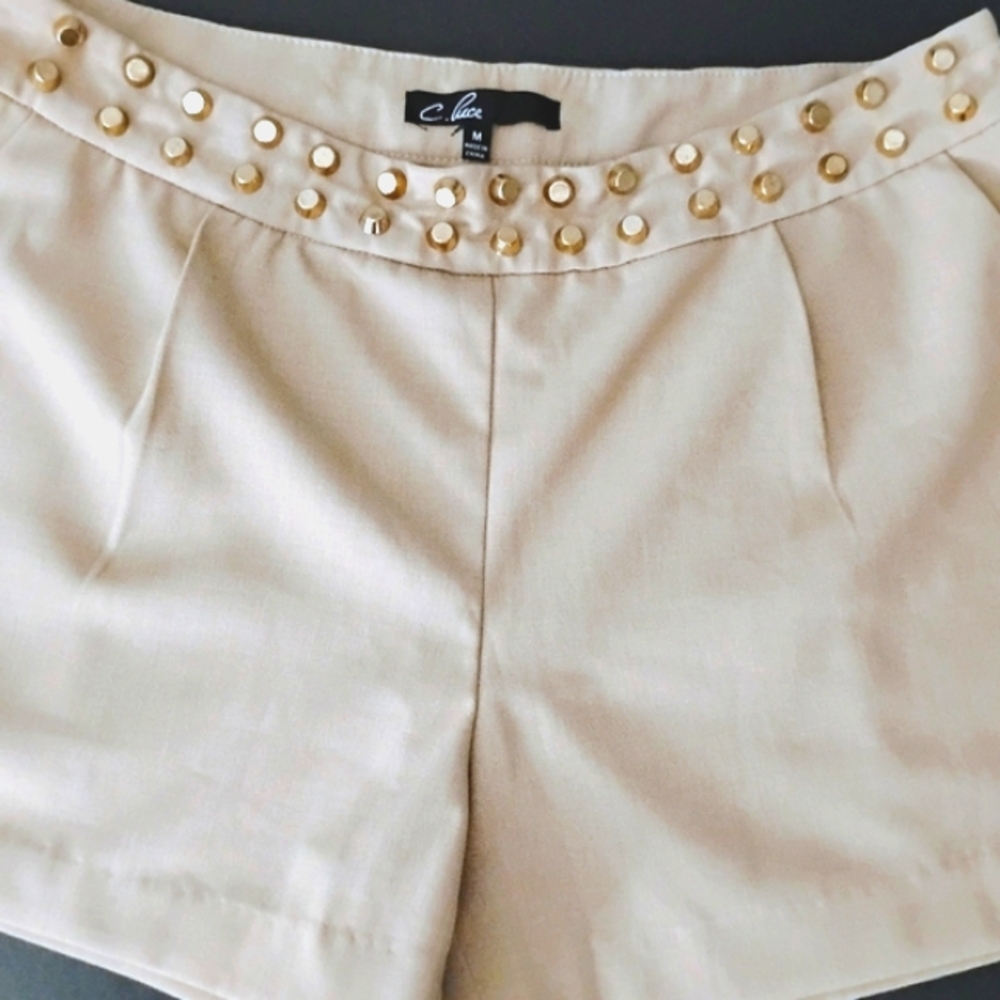 C. Luce Size MWomen's Tan Studded Shorts